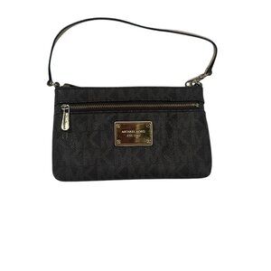 Michael Kors MK Logo Brown Large Wristlet